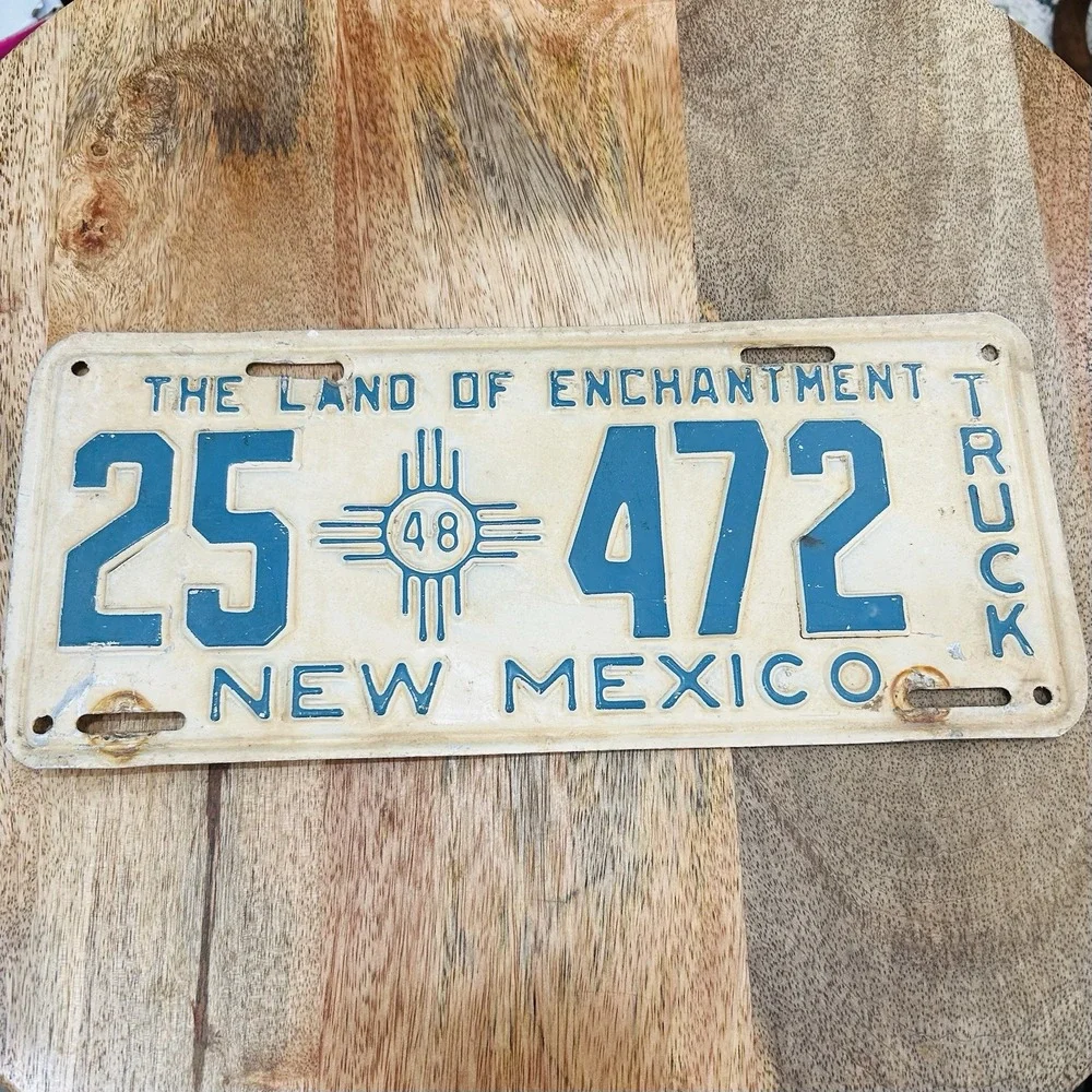 Vintage 1948 New Mexico Truck License Plate 25 472 Land Of Enchantment Auto